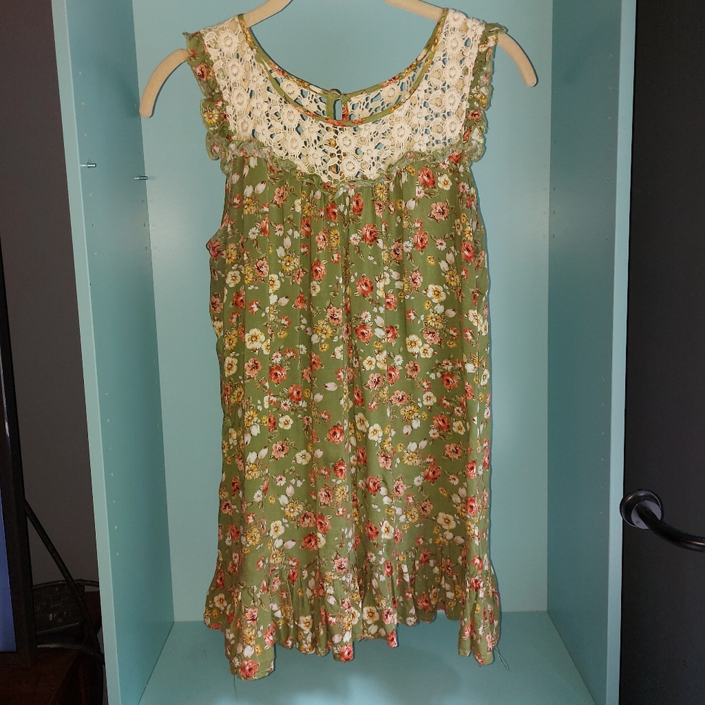 Mine long top, very short dress, size medium